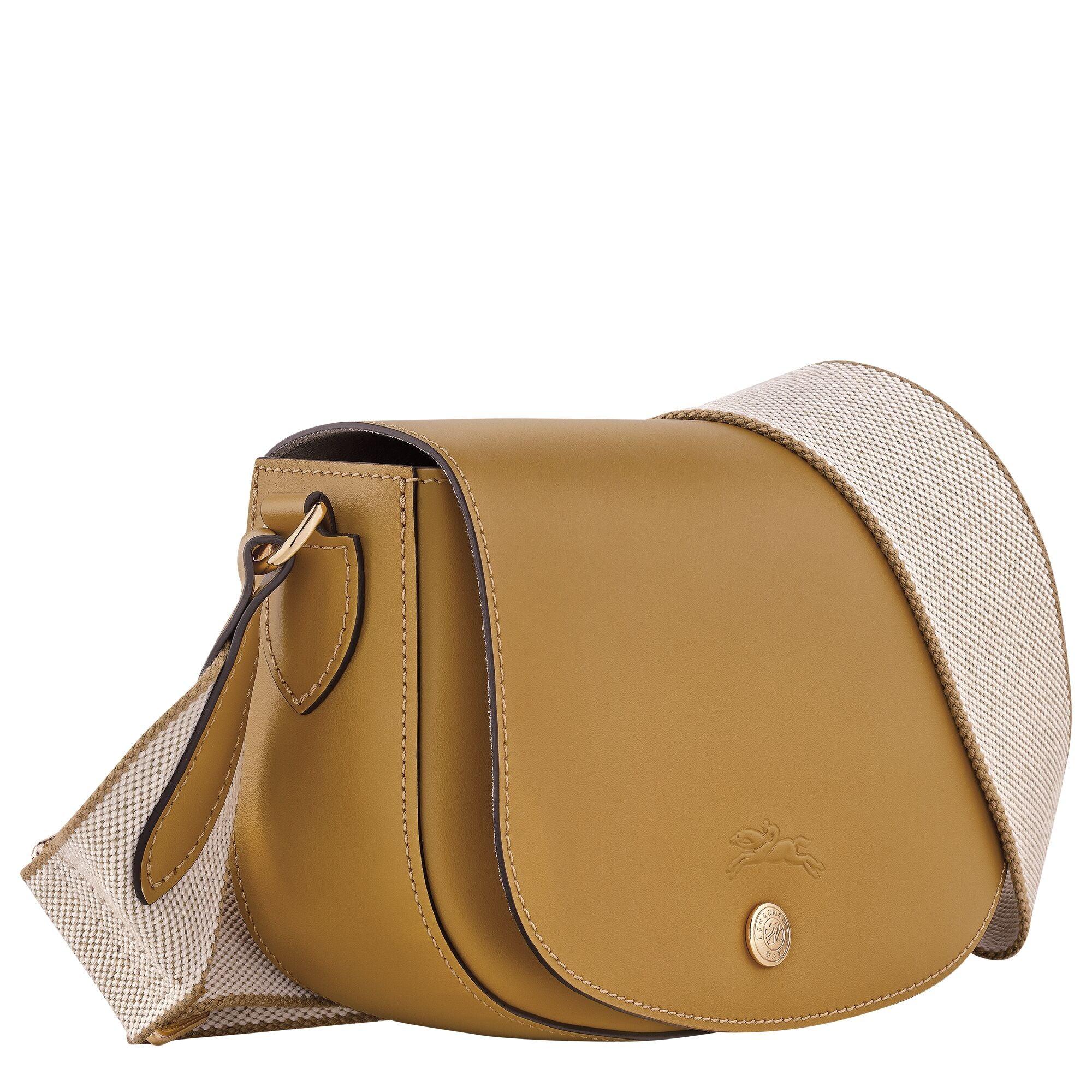 תיק צד מעור בצבע חום עם רצועת בד רחבה, עיצוב יוקרתי של מותג CHOZEN