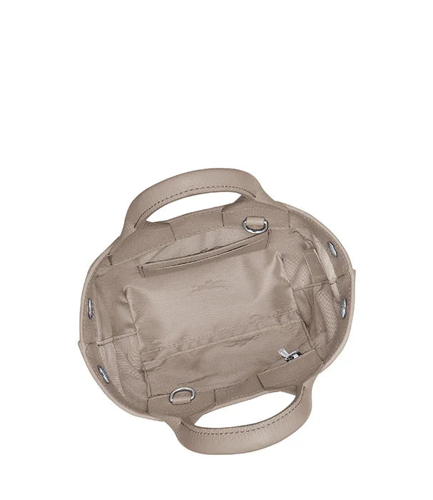 תיק יד בז' פתוח מבית CHOZEN, צילום מלמעלה, תא פנימי ורוכסן