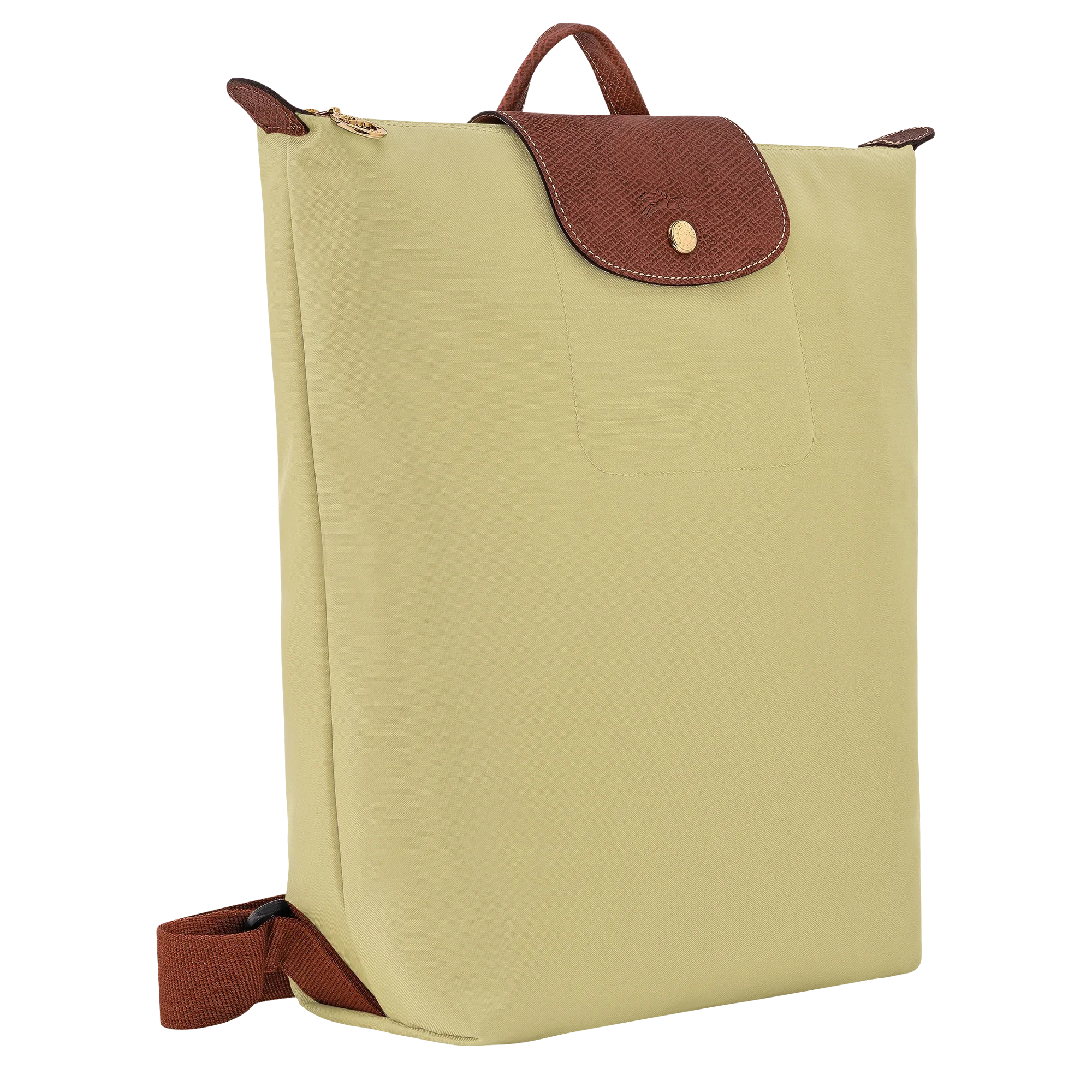 תיק גב אופנתי בצבע בז' עם רצועות עור חום, מבית מותג יוקרתי ב-CHOZEN