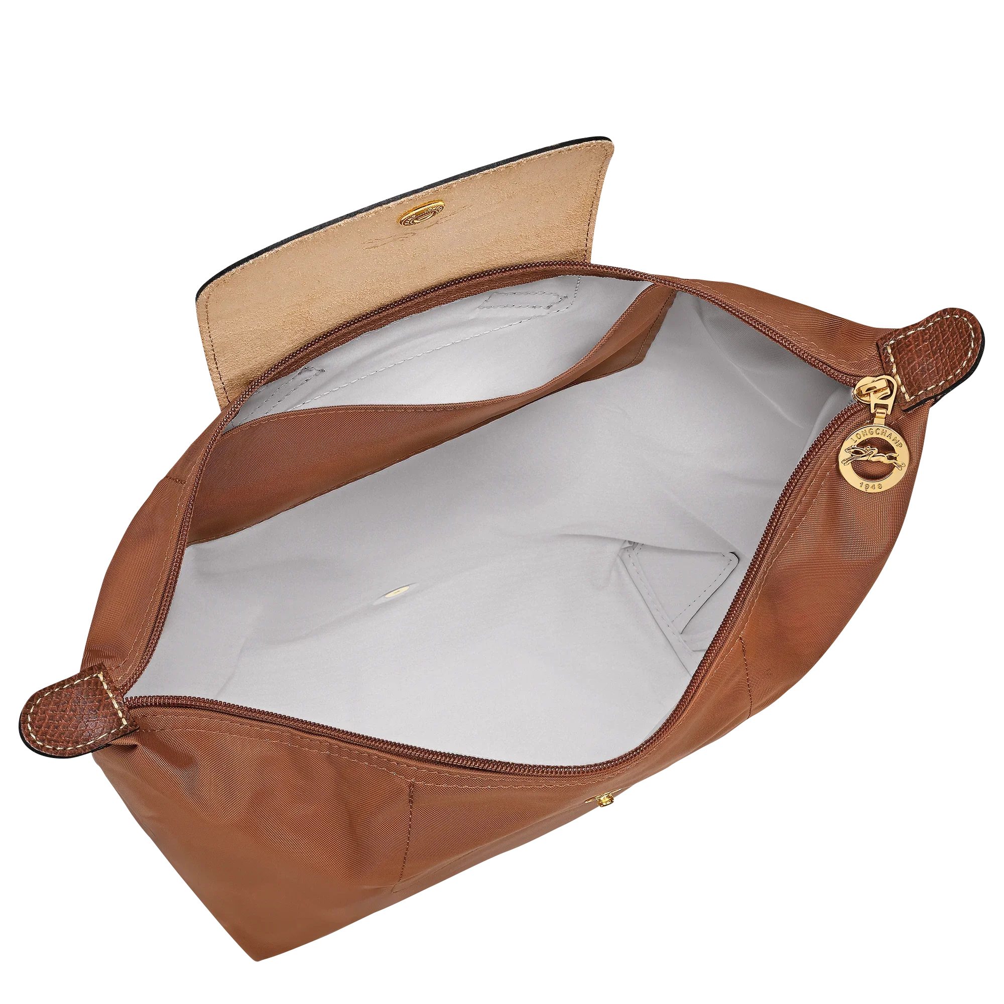 תיק עור חום יוקרתי פתוח עם רוכסן, מבט פנימי, CHOZEN, יבואן רשמי קבוצת אלפא