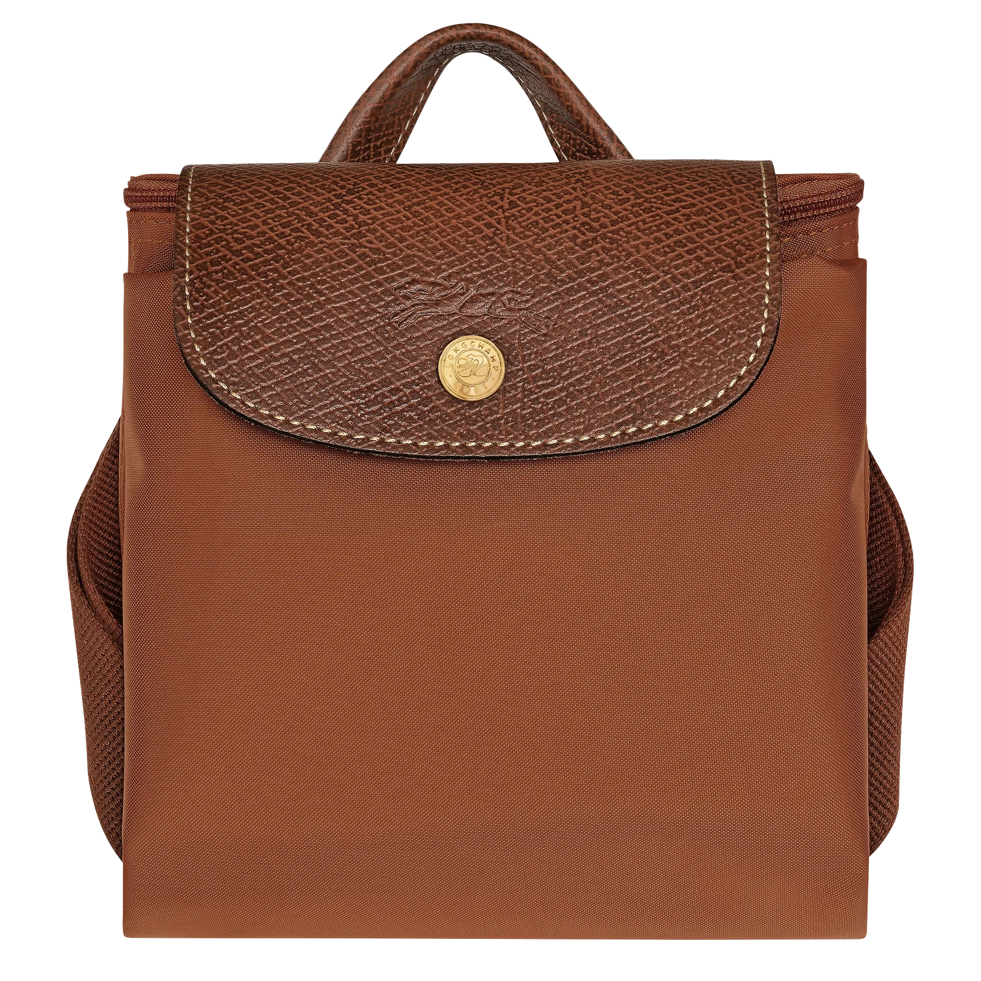 תיק גב חום יוקרתי עם סוגר עגול מזהב, קולקציית מותגים CHOZEN