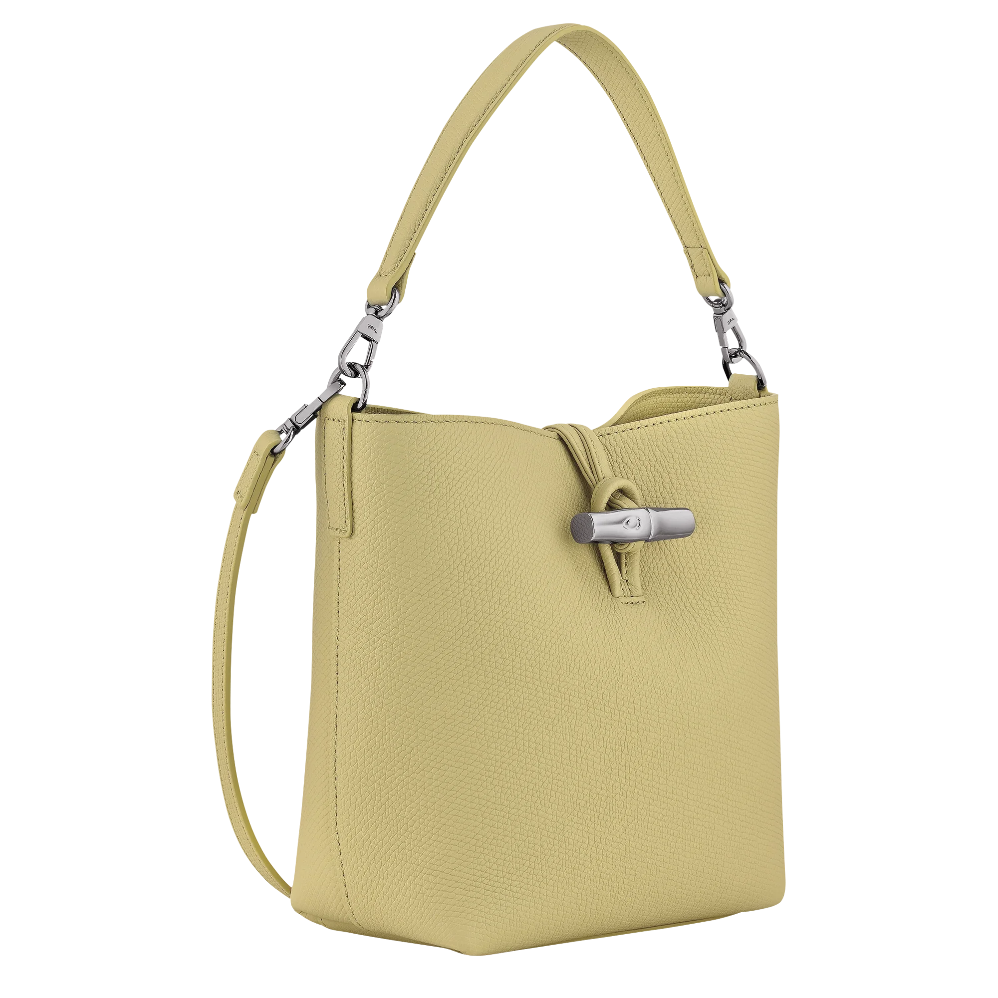 תיק עור אלגנטי צהוב בהיר עם רצועה וקישוט מתכתי, מבית CHOZEN מותגים מובילים