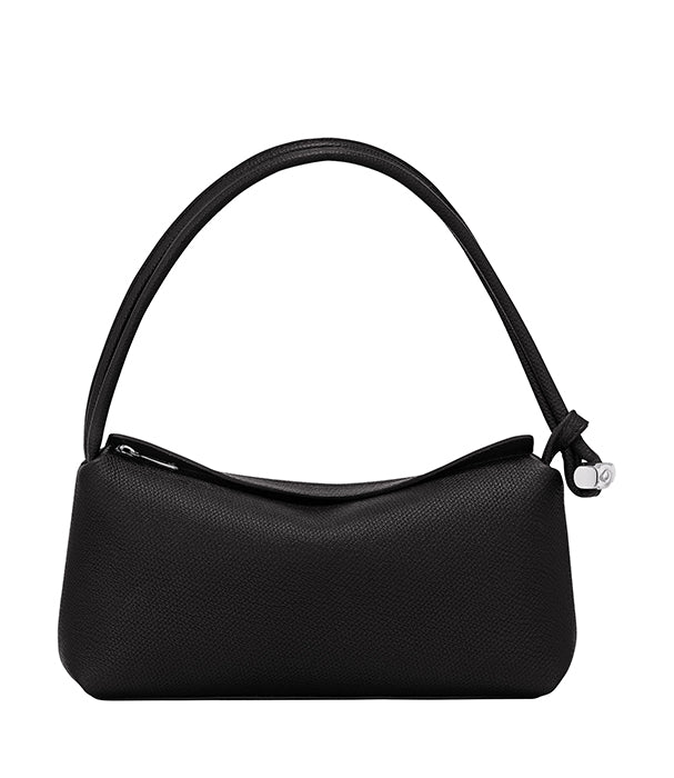 לונגשאמפ תיק כתף בינוני מעור Le Roseau שחור - CHOZEN