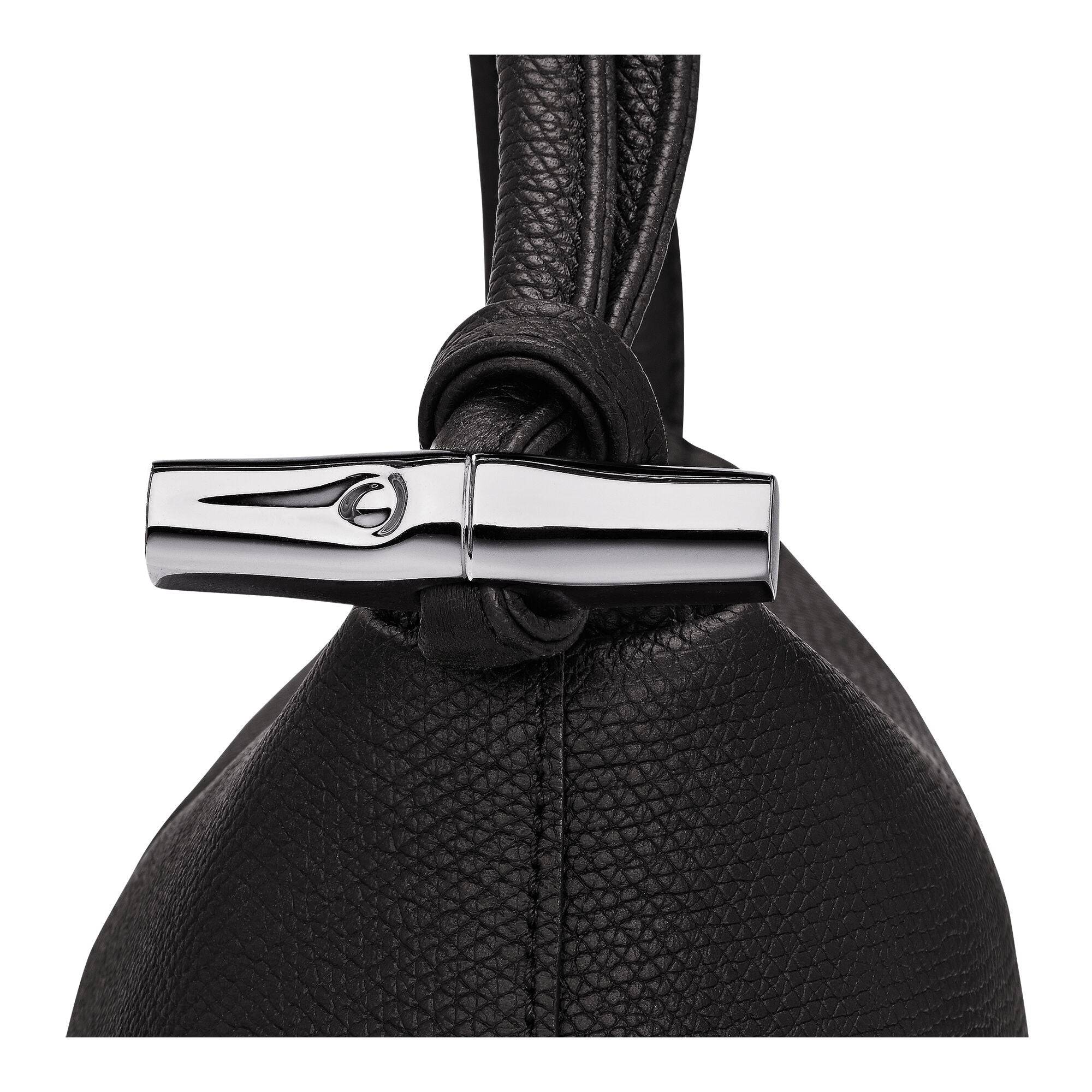 לונגשאמפ תיק כתף בינוני מעור Le Roseau שחור - CHOZEN