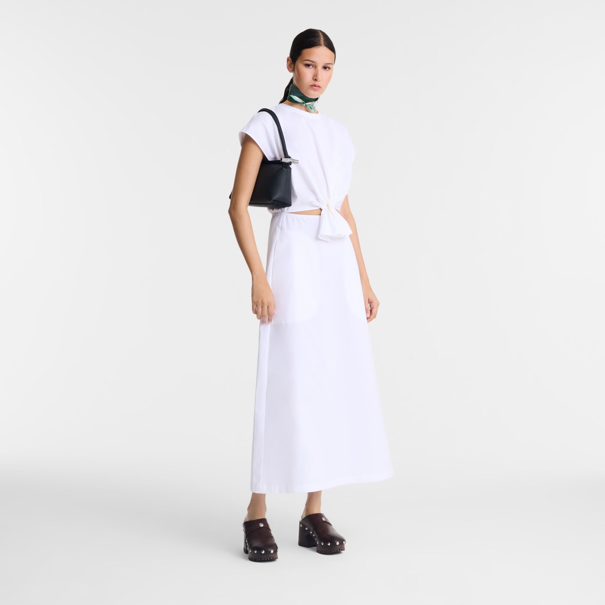 לונגשאמפ תיק כתף בינוני מעור Le Roseau שחור - CHOZEN