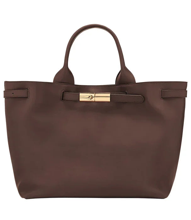 תיק יד חום קלאסי עם ידיות קצרות ועיטור זהב, מותג אופנה CHOZEN מבית קבוצת אלפא