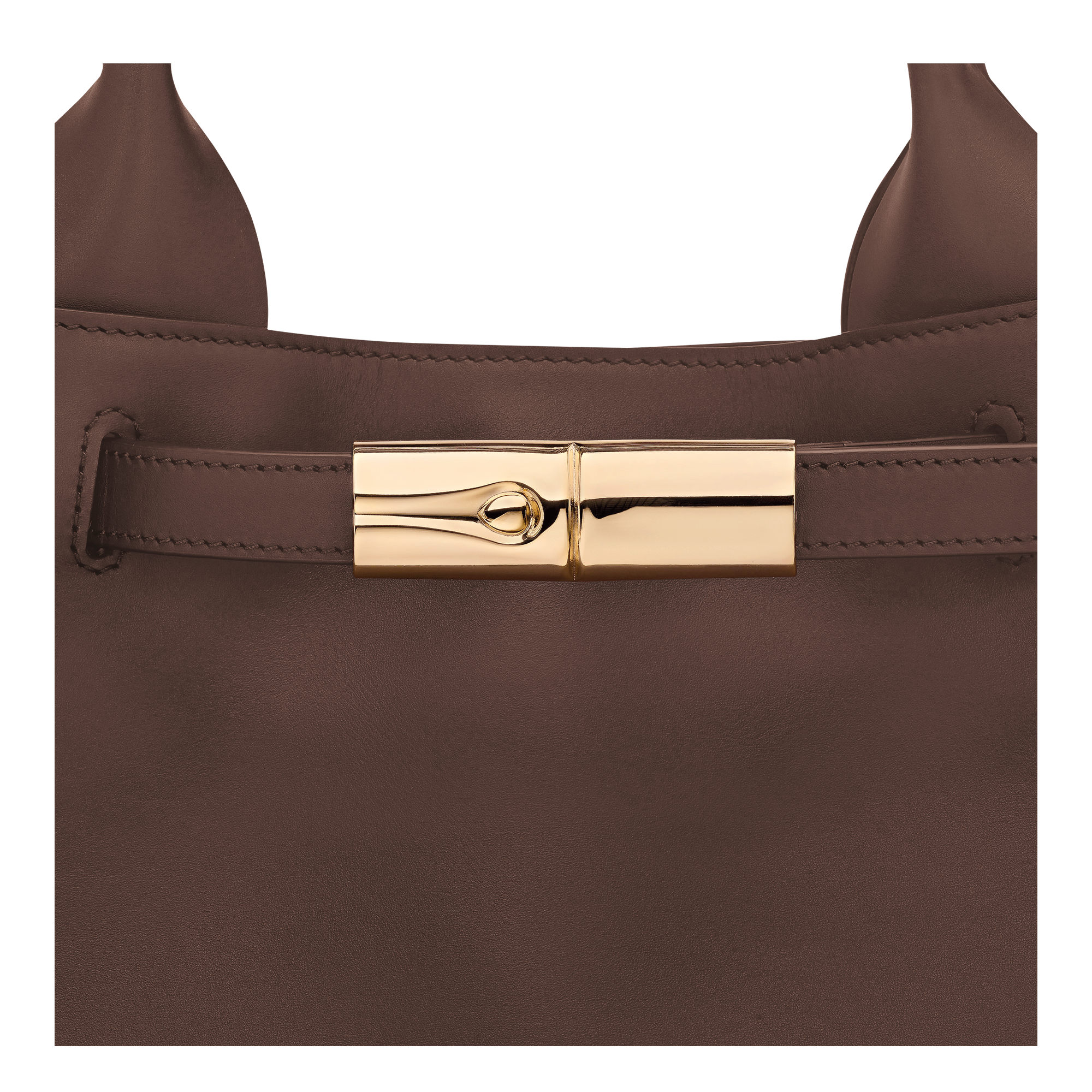 לונגשאמפ תיק יד גדול מעור Le Smart חום כהה