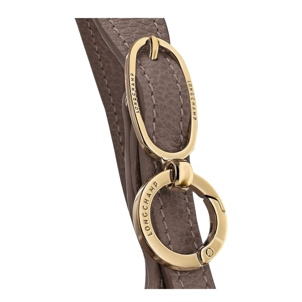 רצועת עור חומה עם אבזם מתכת מוזהבת ממותגת LONGCHAMP, עיצוב יוקרתי באתר CHOZEN