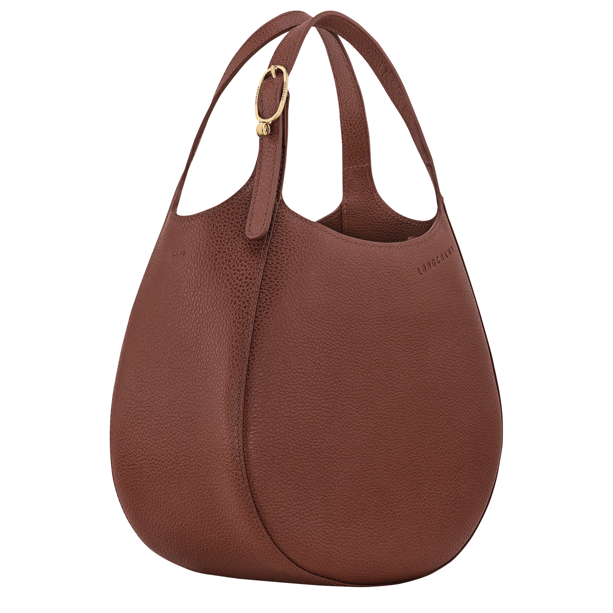 תיק עור חום לאישה מבית LONGCHAMP עם ידית וסוגר זהב, נמכר באתר CHOZEN