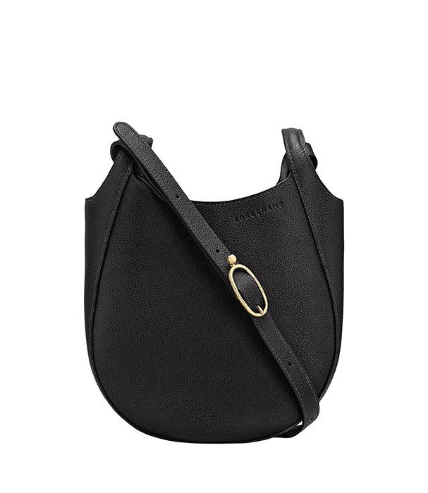 תיק כתף מעור שחור מעוצב עם אבזם זהב, מותג יוקרה CHOZEN