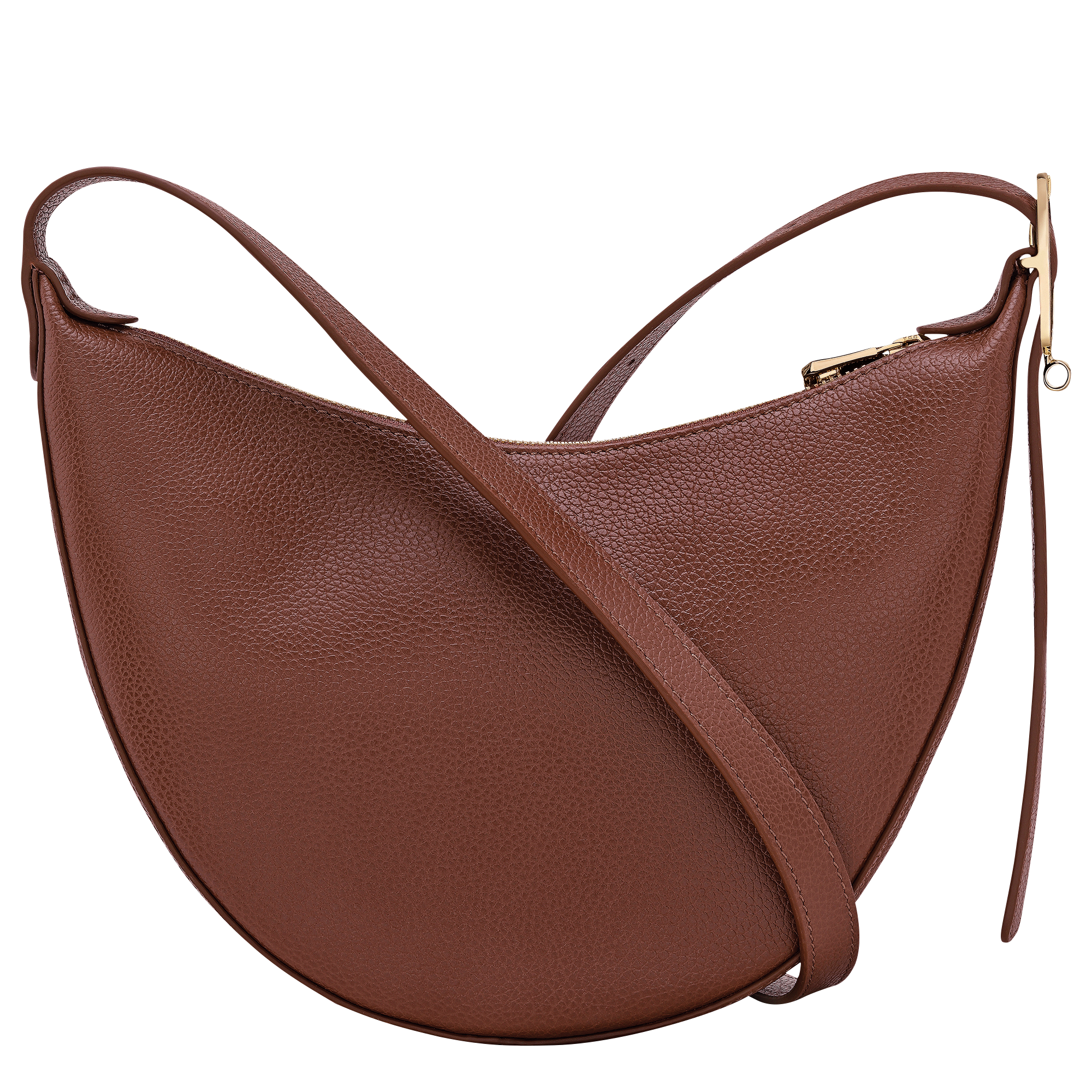 לונגשאמפ תיק צד בינוני מעור Le Foulonné חום כהה