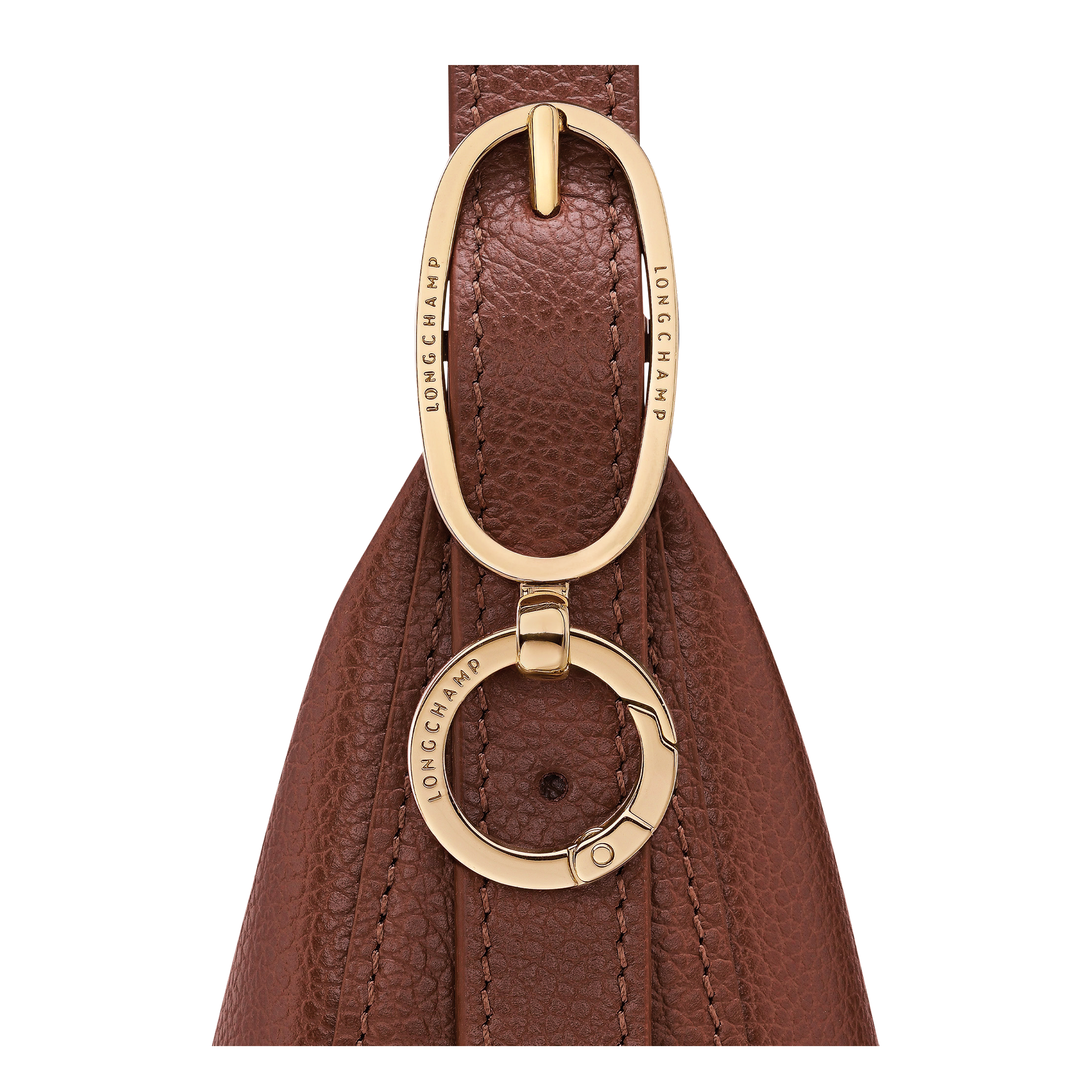 לונגשאמפ תיק צד בינוני מעור Le Foulonné חום כהה