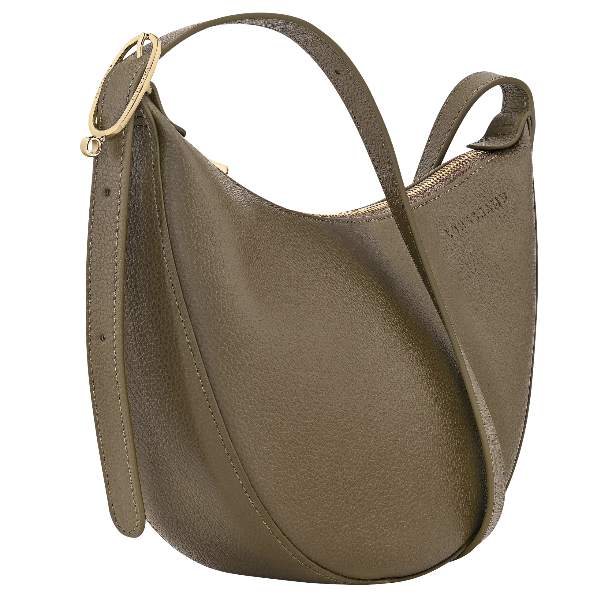 תיק עור חום אופנתי LONGCHAMP עם רצועה זהובה, עיצוב יוקרתי, מותג בינלאומי ב-CHOZEN