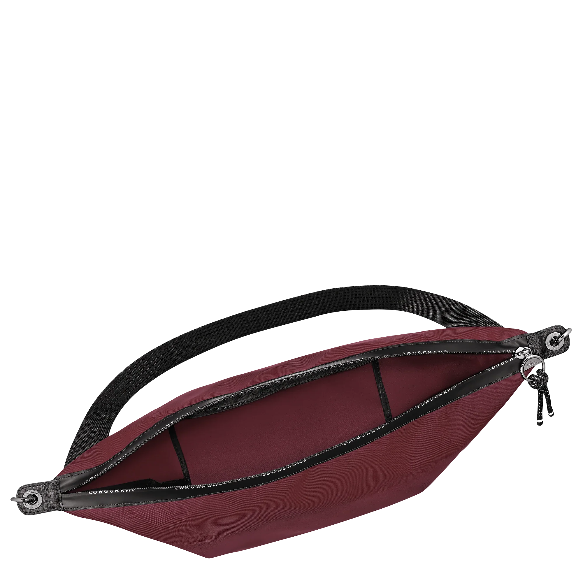 תיק מותג אופנתי בורדו עם רצועה שחורה פתוח, מוצר פרימיום CHOZEN מבית קבוצת אלפא