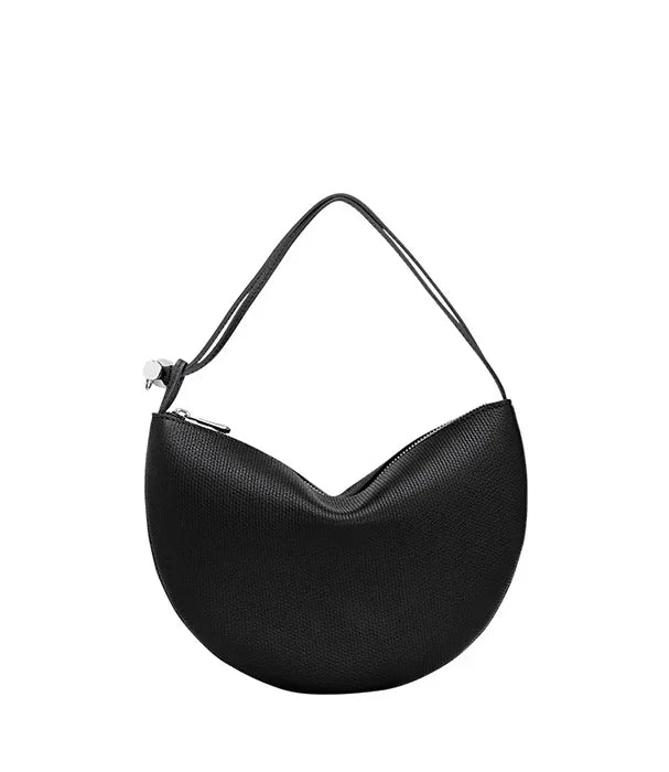 תיק יד שחור אופנתי בעיצוב חצי עיגול עם רוכסן, מבית המותגים של CHOZEN