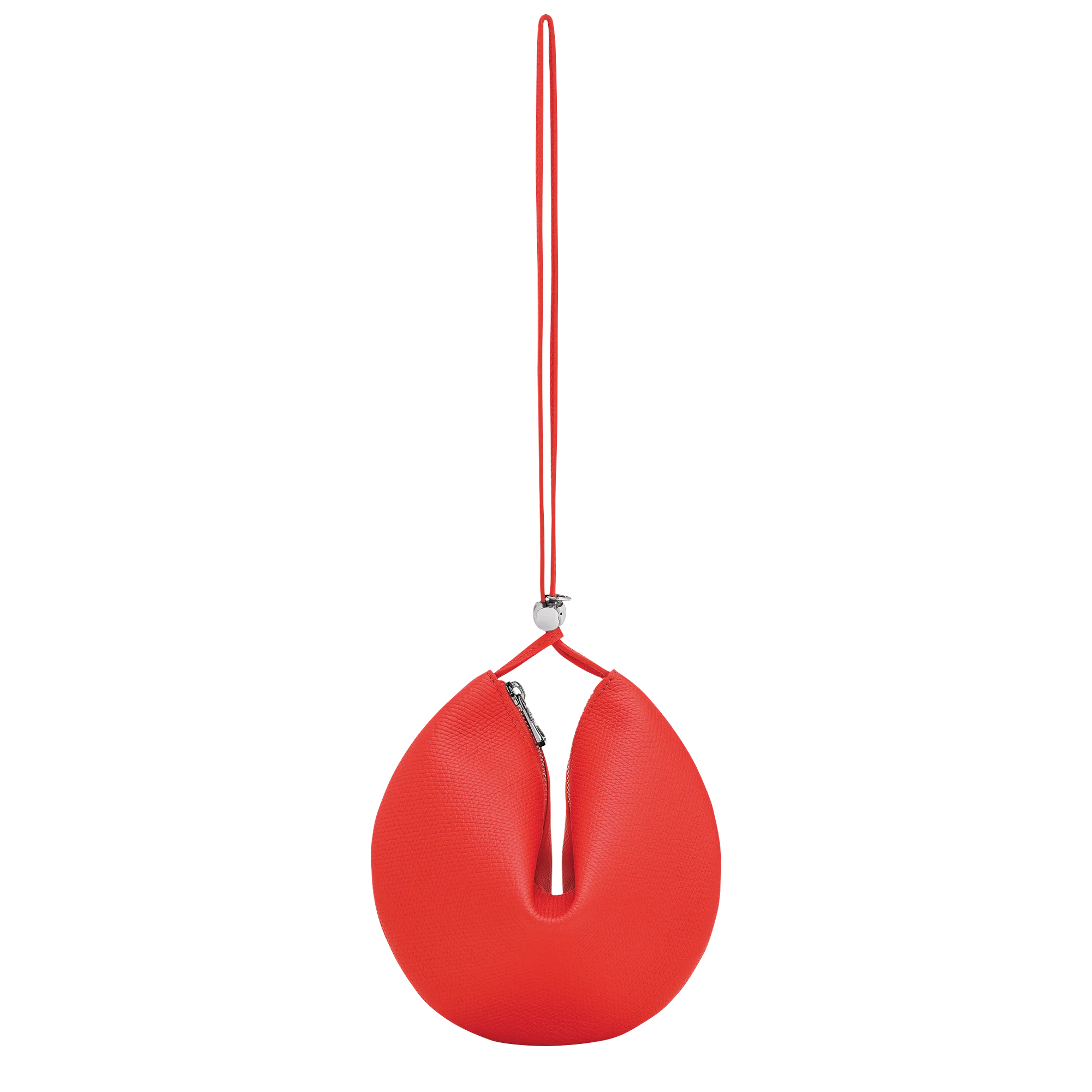 תיק עור עגול אדום יוקרתי עם רצועה, מבית CHOZEN, בעיצוב מודרני ואופנתי