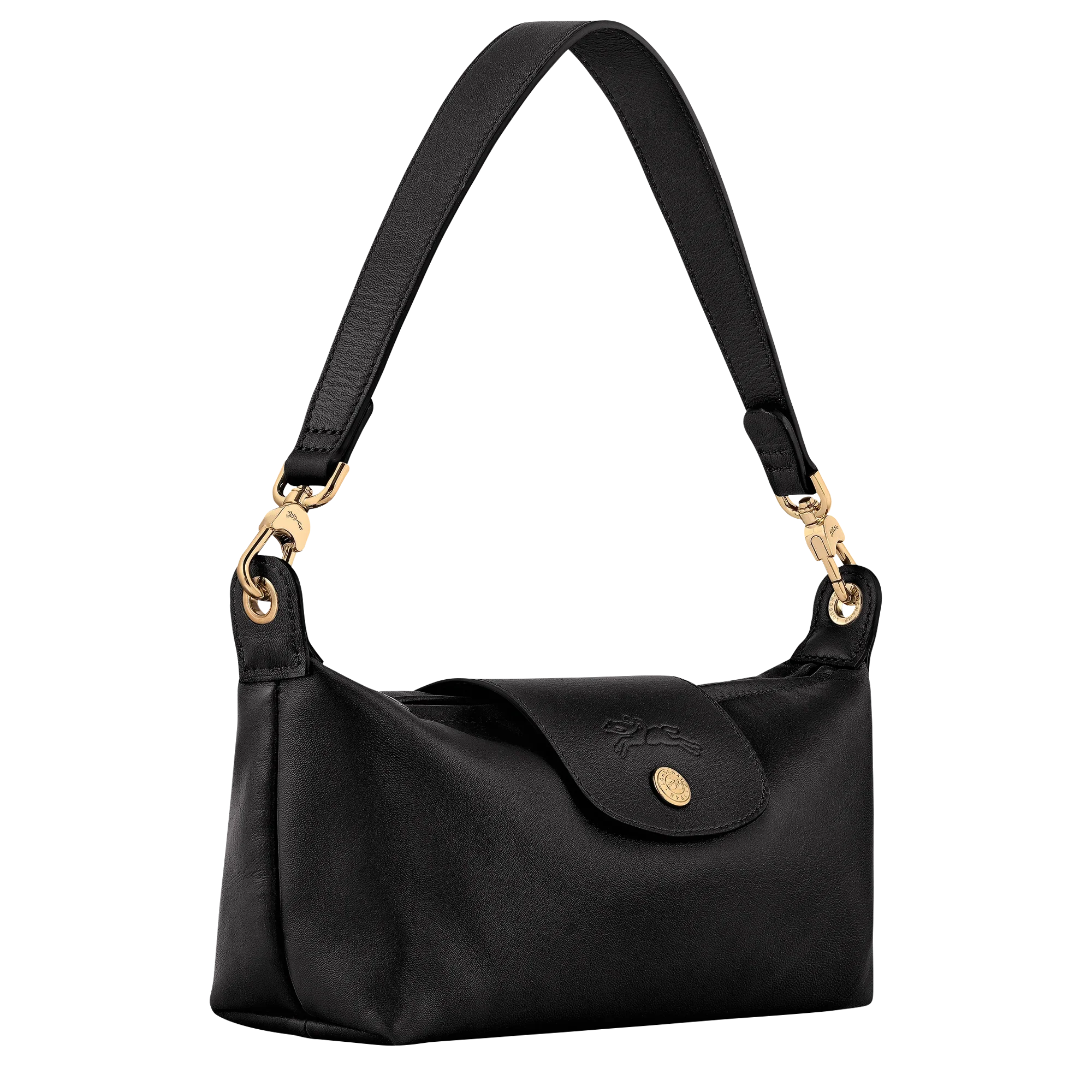 תיק עור שחור אלגנטי עם רצועה קצרה ואבזמים מוזהבים CHOZEN מותגים מובילים