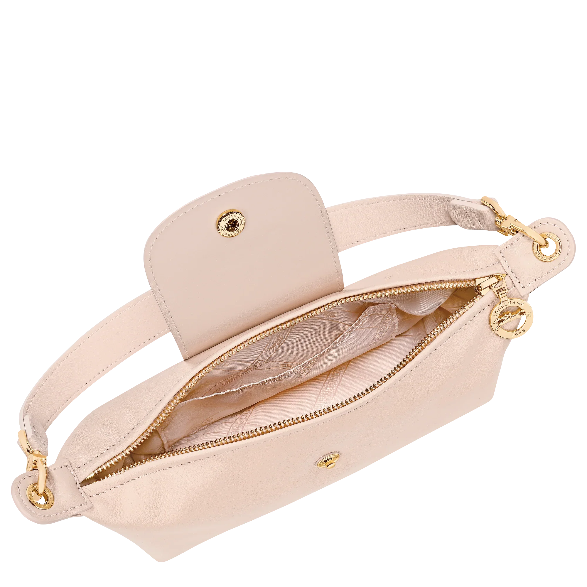 תיק יד אלגנטי בצבע בז' עם רוכסן ותא פנימי, מותג CHOZEN, עיצוב יוקרתי לאישה