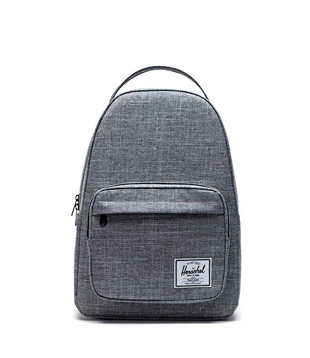 תרמיל גב אפור של Herschel בעיצוב מודרני, מוצג על רקע לבן, באתר CHOZEN