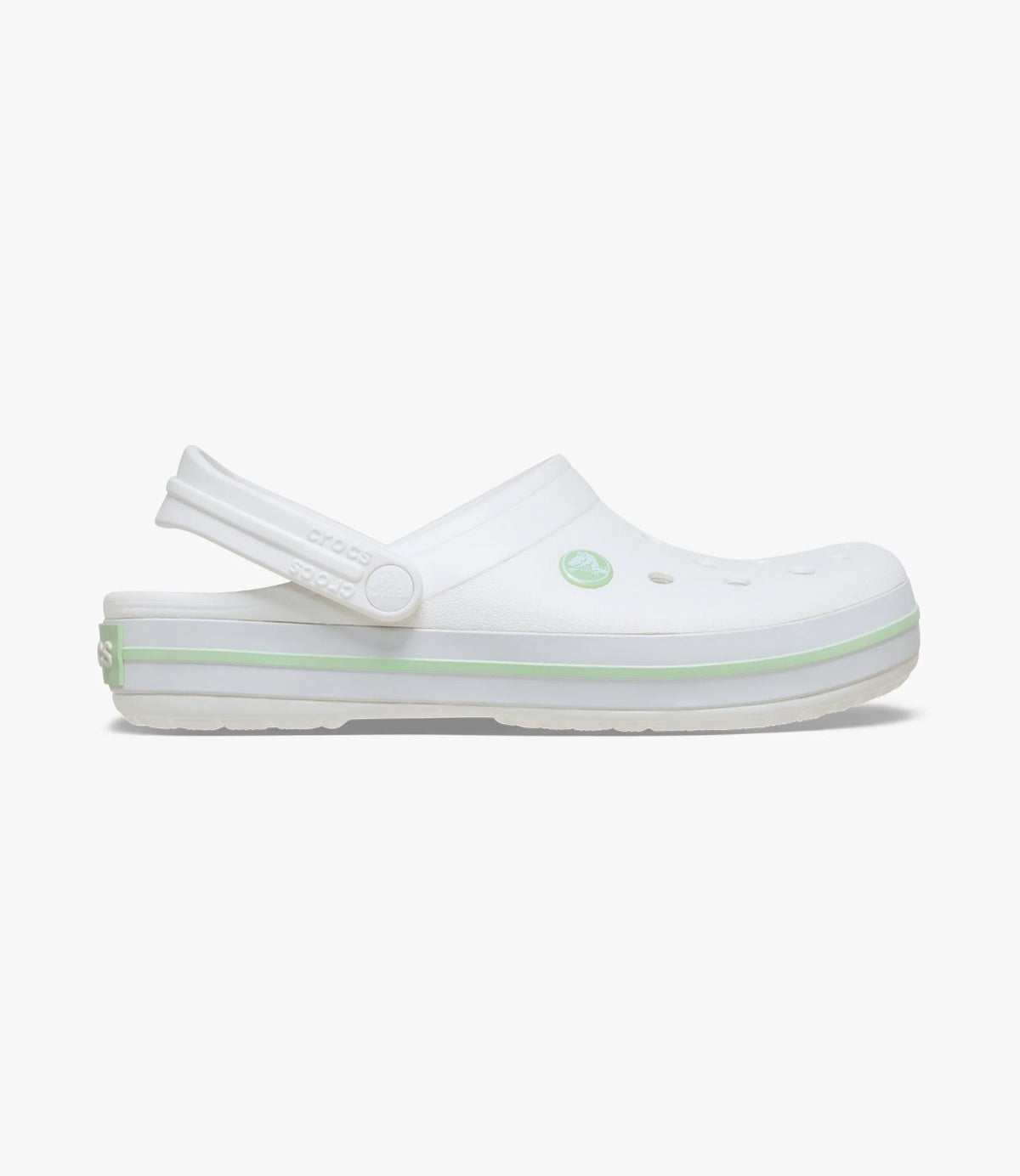 כפכף קרוקבנד בצילום צד המציג את פס הגומי הירוק והלוגו - CHOZEN