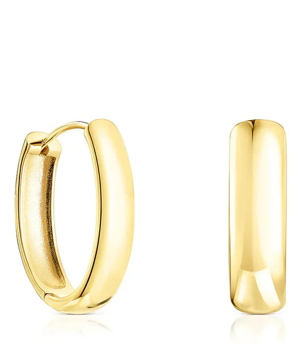 עגילי חישוק זהב מבריק קלאסיים, תכשיטים יוקרתיים CHOZEN, רקע לבן