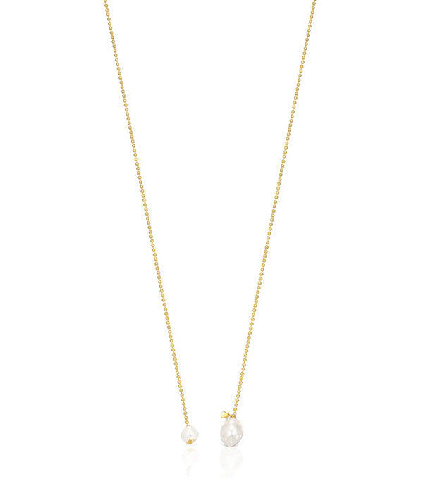 טואוס שרשרת פתוחה מורמייל צהוב בשילוב פנינים עם אייקון דובי קטן