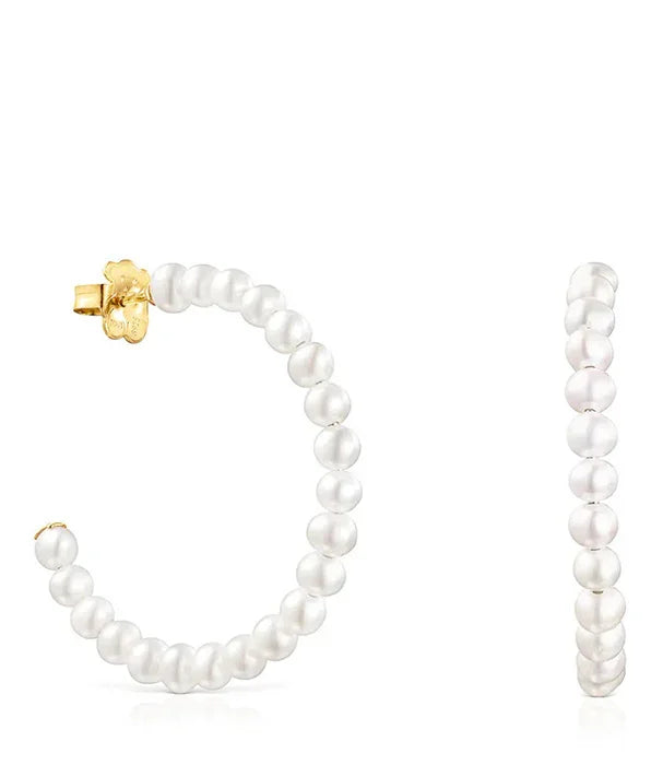 עגילי חישוק פנינים לבנות עם סגירת זהב, תכשיטי יוקרה CHOZEN