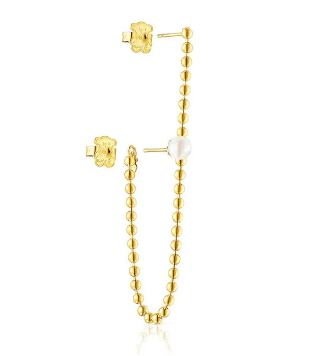 עגיל זהב יוקרתי עם חרוזים ופנינה, תכשיט אופנה מבית CHOZEN