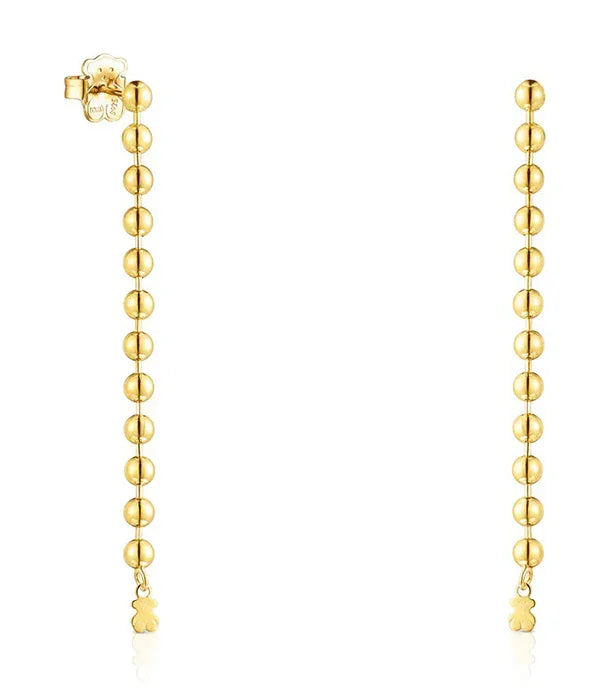 עגילי זהב ארוכים מעוצבים בכדוריות תוצרת CHOZEN, תכשיט יוקרתי מקבוצת אלפא