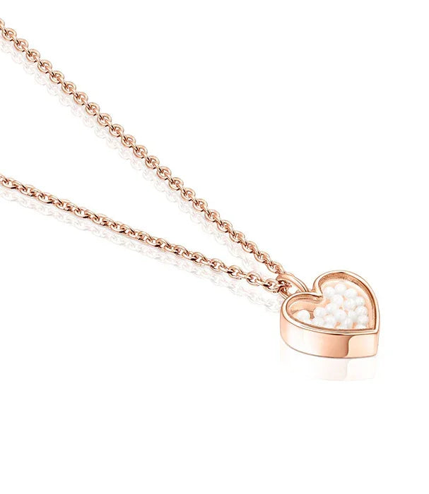 שרשרת זהב ורוד תליון לב עם פנינים קטנות, תכשיט יוקרתי מבית CHOZEN