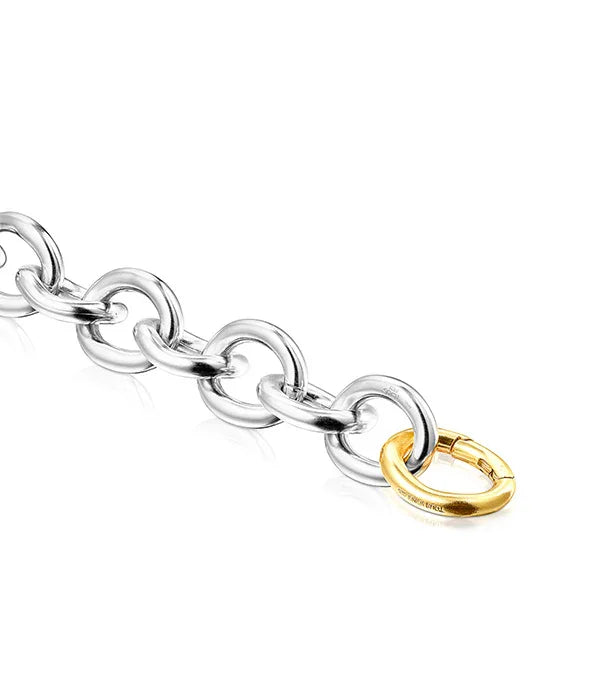 צמיד חוליות כסף עם סוגר עגול זהב, תכשיט אופנתי של CHOZEN