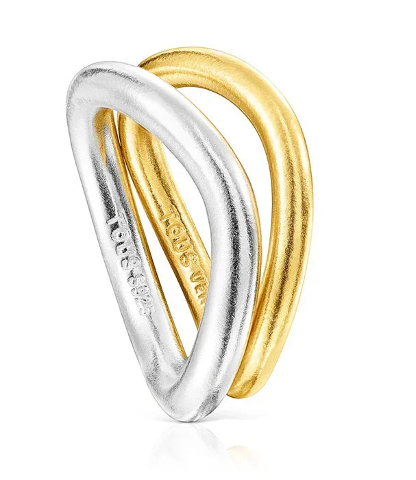 טבעת כסף וזהב מעוצבת בחיתוך ייחודי של TOUS, תכשיטי יוקרה ב-CHOZEN אלפא