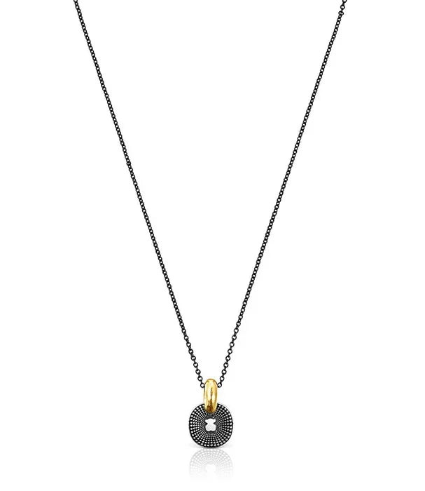 שרשרת מעוצבת CHOZEN עם תליון עגול שחור וזהב, תכשיט אופנה מבית קבוצת אלפא