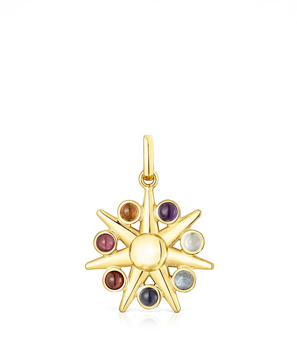 טואוס תליון Magic Nature מכסף ועליו זהב 18 קראט בשילוב אבני חן