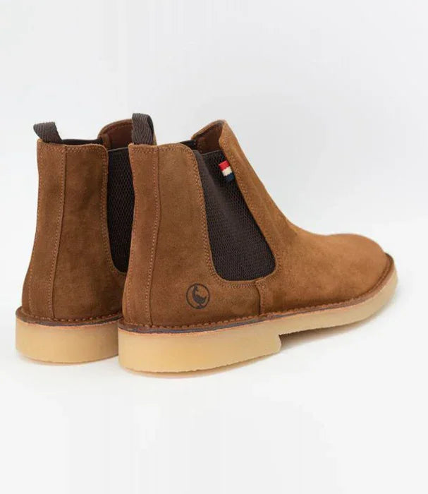 מגפי צ'לסי חומות לגבר מקטיפה, מותג CHOZEN, סוליה בהירה, ייבוא קבוצת אלפא