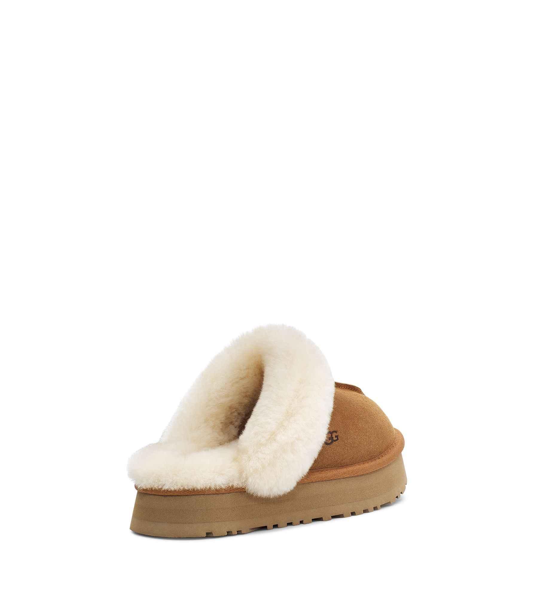 נעל בית נשים UGG חומה עם פרווה לבנה, איכותית ונוחה, מותג עולמי CHOZEN