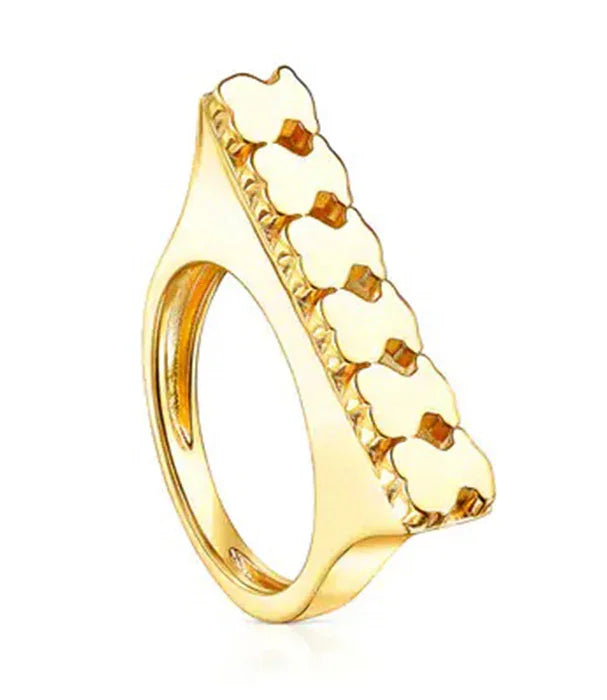 טבעת זהב יוקרתית בעיצוב מודרני מבית CHOZEN, חותכים גאומטריים במראה אלגנטי