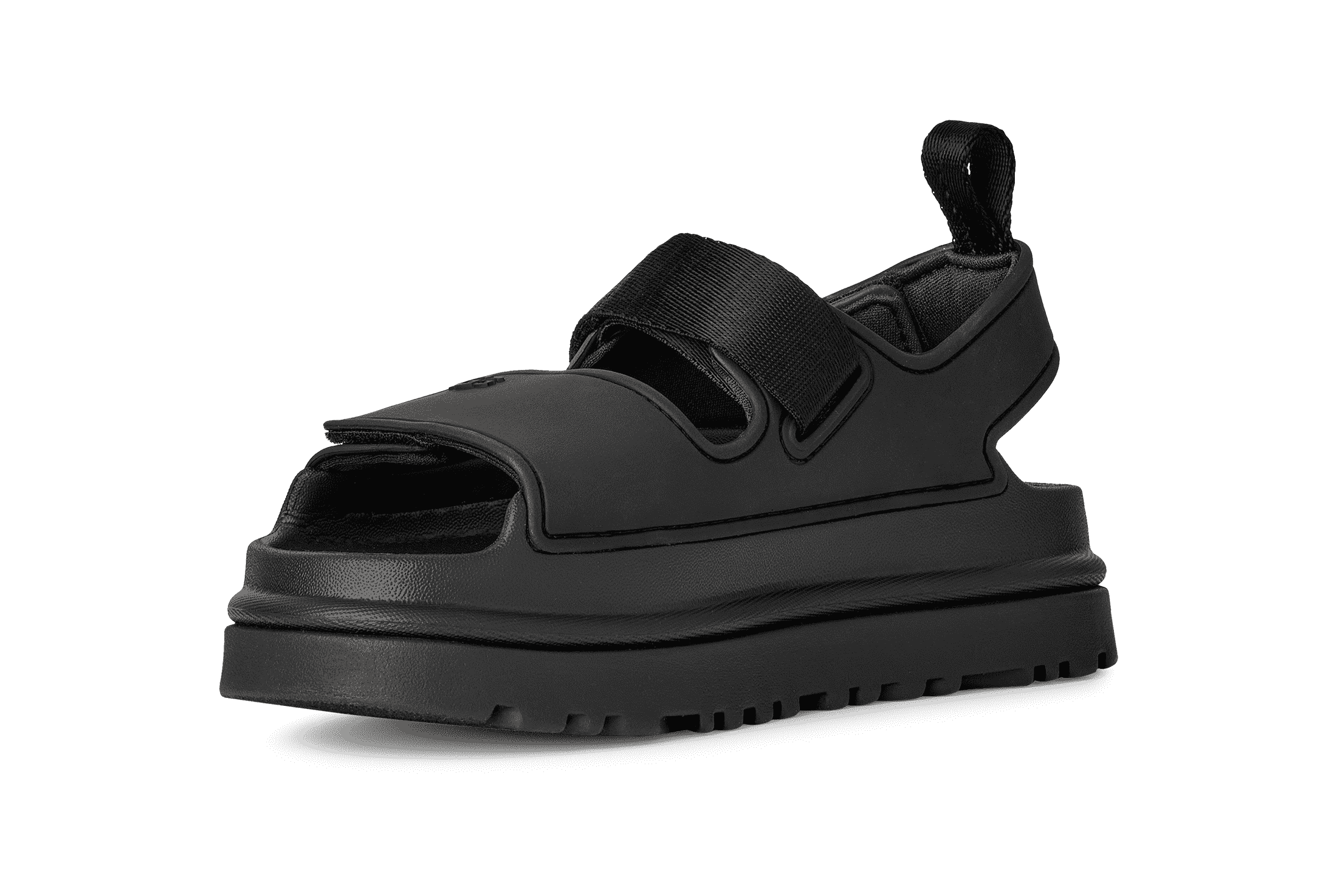 סנדל שחור מעוצב עם רצועות סקוץ' עבה, מוצר אופנה של CHOZEN קבוצת אלפא