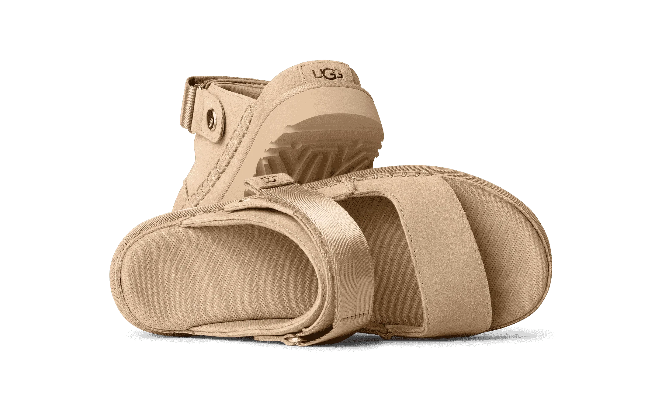 סנדלי UGG לילדים בצבע בז', מגזרת קטיפה, נמכרים באתר CHOZEN של קבוצת אלפא