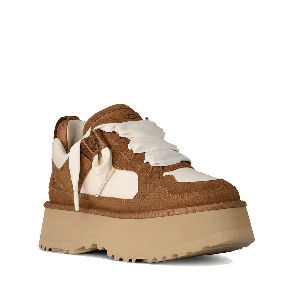 נעל ספורט אופנתית UGG חומות ולבנות סוליה מוגבהת, מיתוג CHOZEN