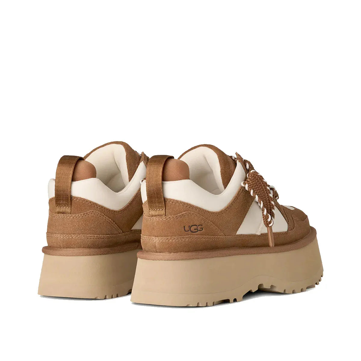 נעלי UGG סניקרס חומות ולבנות עם סוליה עבה, קולקציית מותגים CHOZEN