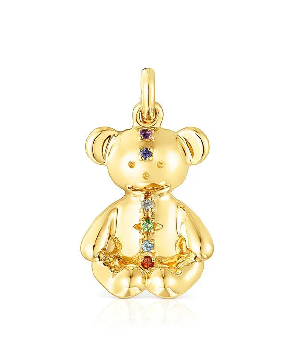 תליון זהב דובי עם אבני חן צבעוניות, תכשיט אופנתי CHOZEN