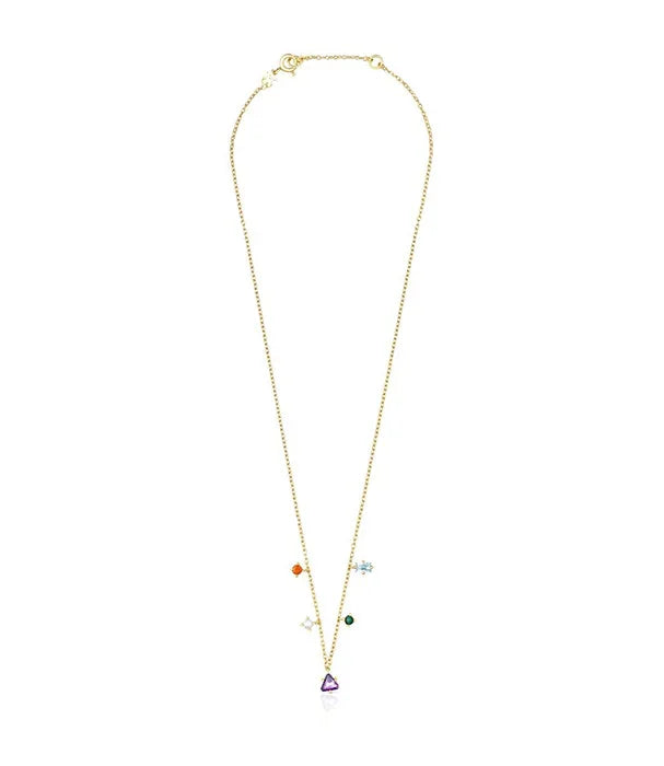 שרשרת זהב עדינה עם תליונים צבעוניים, עיצוב יוקרתי מבית CHOZEN