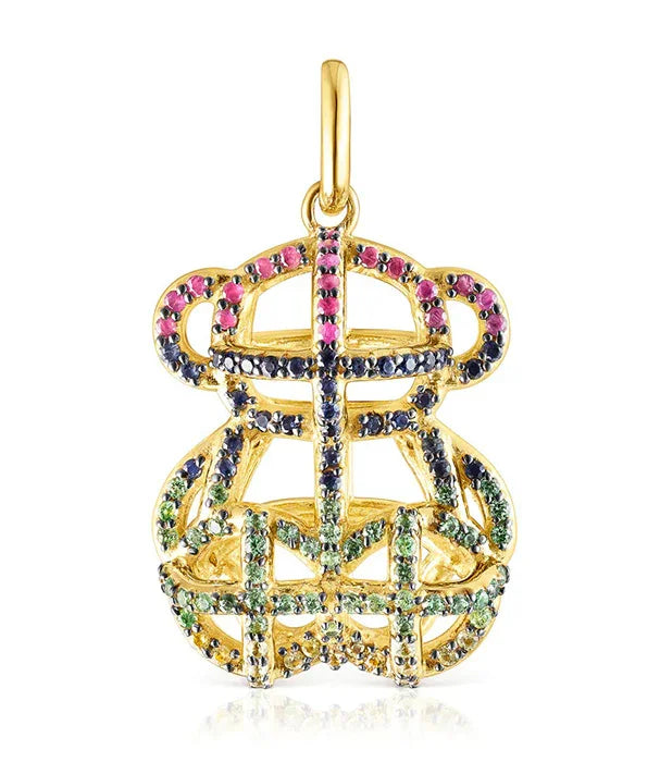 תליון דובי זהב מעוצב אבנים צבעוניות, תכשיטים יוקרתיים CHOZEN