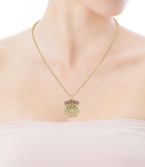 שרשרת זהב עם תליון כתר משובץ לגבר או לאישה, תכשיטי CHOZEN, אופנה אלפא ייבוא רשמי