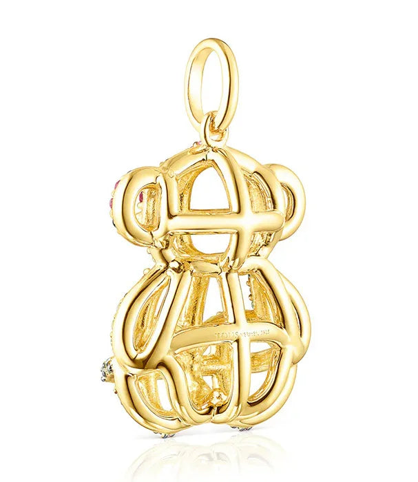 תליון דובי זהב מבריק, עיצוב ייחודי, מבית CHOZEN, על רקע לבן