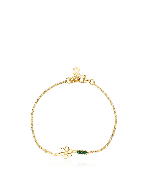 טואוס צמיד Fragile Nature מכסף ועליו זהב 18 קראט בשילוב אבני חן