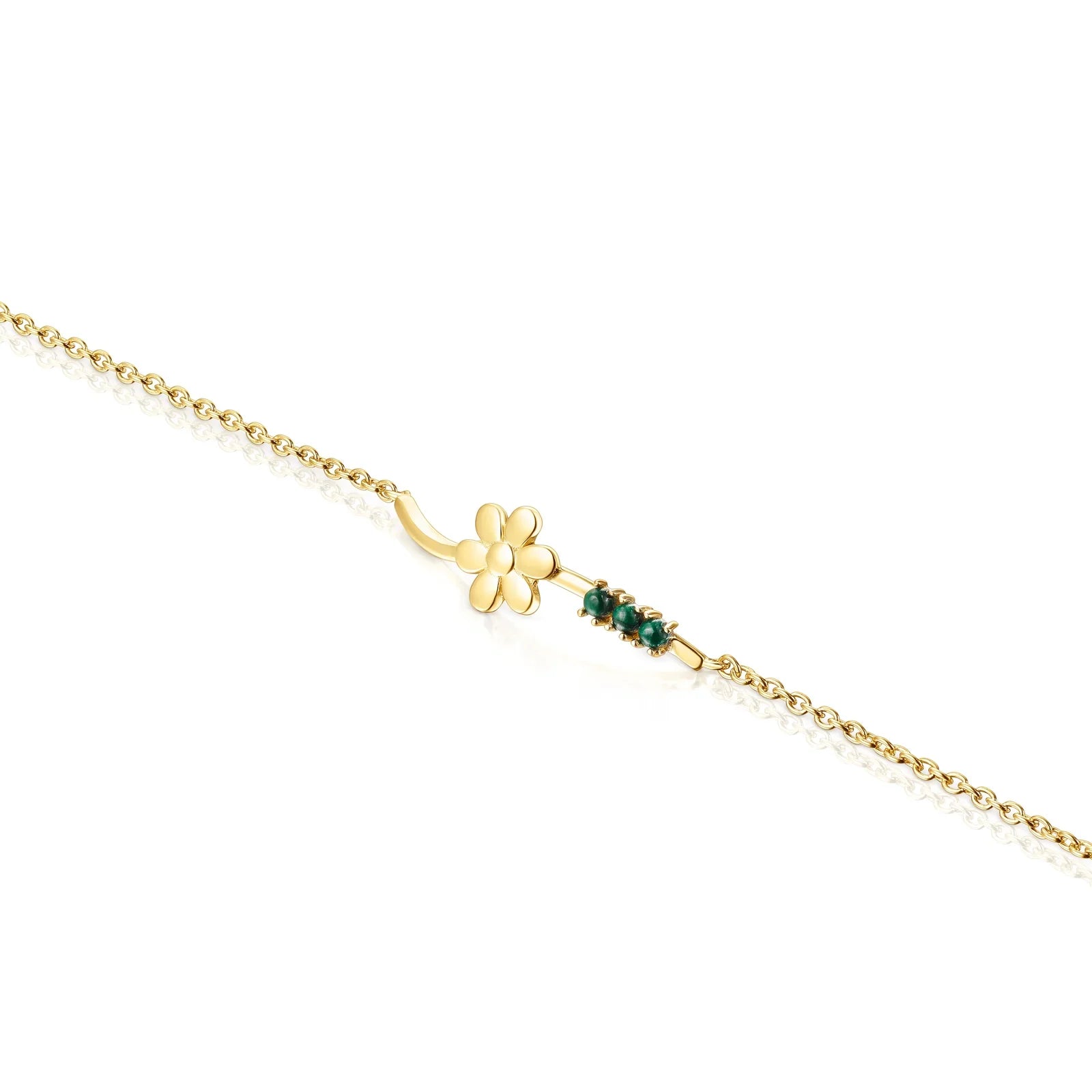 צמיד זהב עדין עם תליון פרח ואבני חן ירוקות, תכשיט יוקרתי ל-CHOZEN