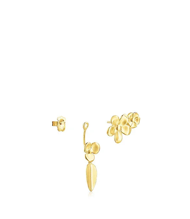 עגילי זהב בעיצוב פרח ועלים, תכשיטי נשים יוקרתיים CHOZEN