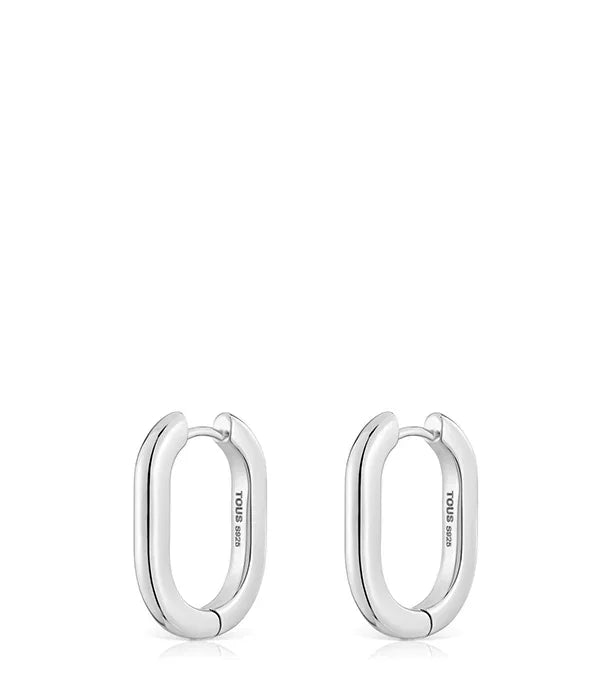 עגילי חישוק מלבניים כסף טהור TOUS, תכשיטי אופנה יוקרתיים באתר CHOZEN